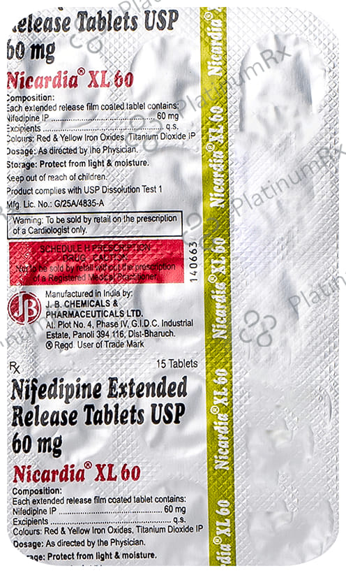 Nicardia XL 60mg Tablet ER15s