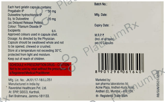 Dulane PG 50/20mg Capsule 10s
