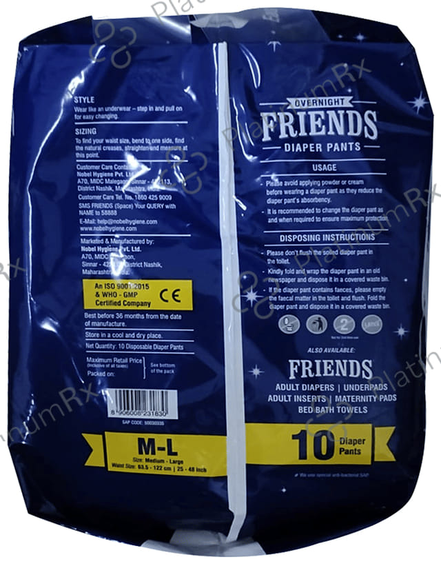 Friends Overnight Adult Unisex Diaper Pants M L 10s