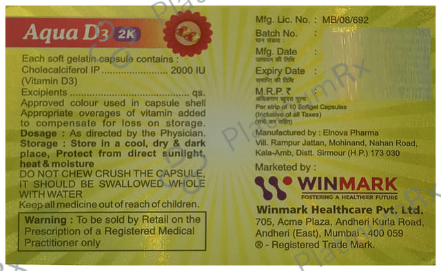 Aqua D3 2000IU Soft Gelatin Capsule 10s