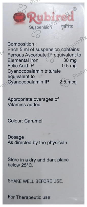 Rubired Oral 30mg/1500/2.5mcg Suspension 200ml