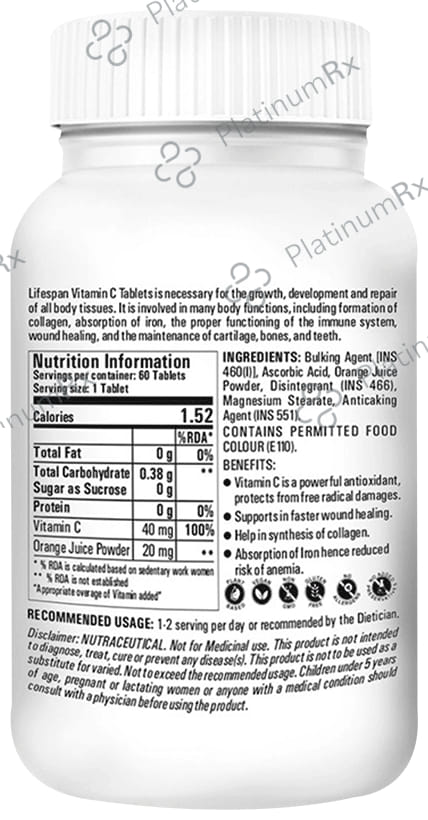Lifespan Vitamin C Tablet 60s