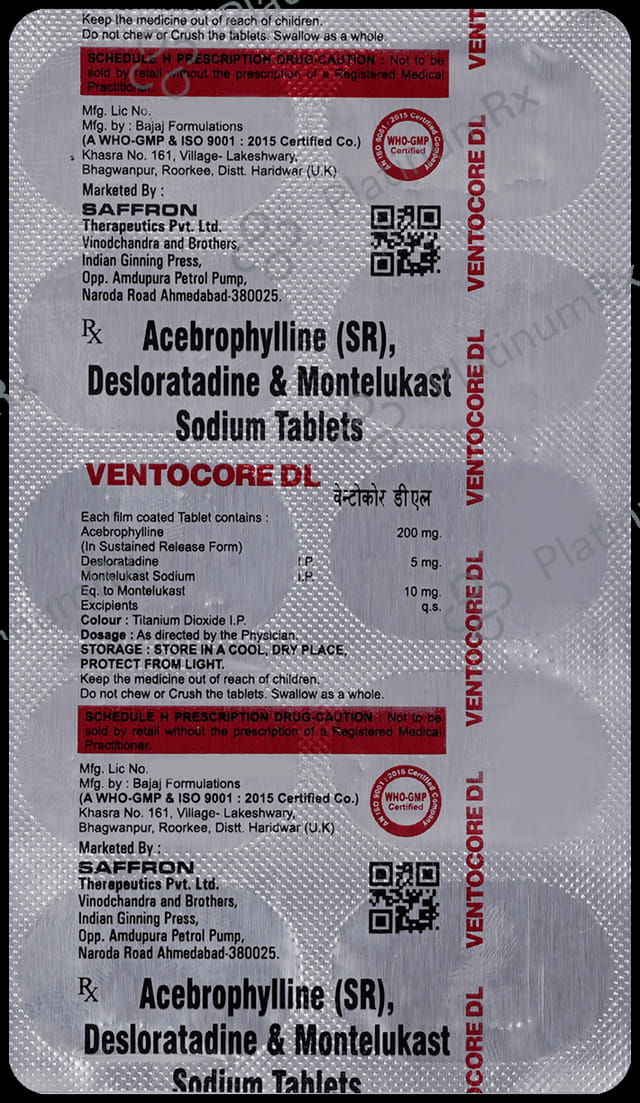 Ventocore DL 200/5/10mg Tablet SR 10s