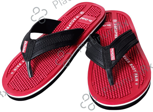 Dr Ortho Pain-Free Acupressure Slipper Black & Red 10