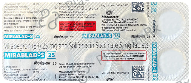 Mirablad S 25/5mg Tablet 10s
