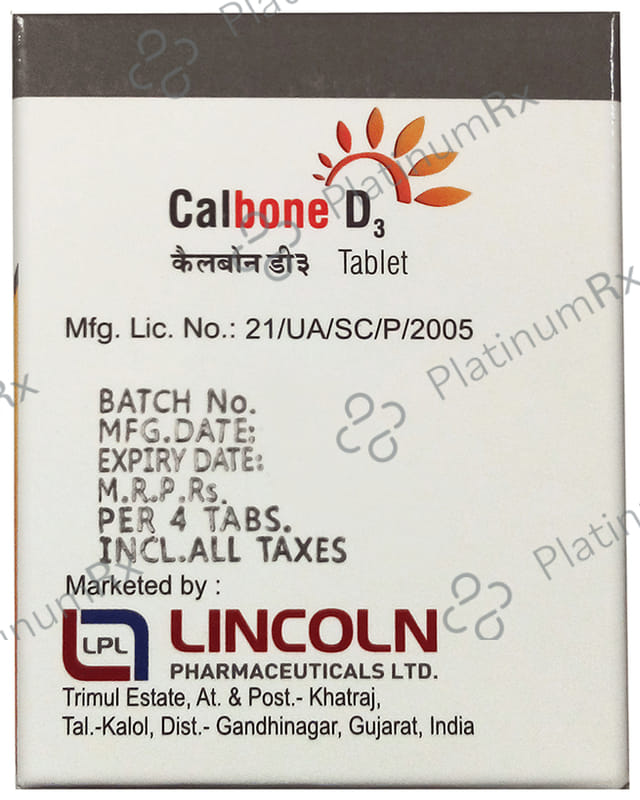 Calbone D3 500mg/250IU Chewable Tablet 4s