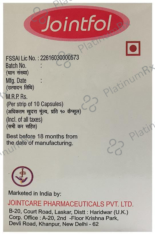 Jointfol Capsule 10 Capsule Jointcare Pharma Pvt
