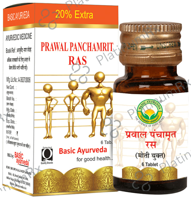 Basic Ayurveda Prawal Panchamrit Ras 6 tablets