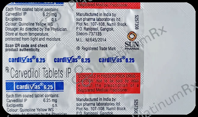Cardivas 6.25mg Tablet 15s