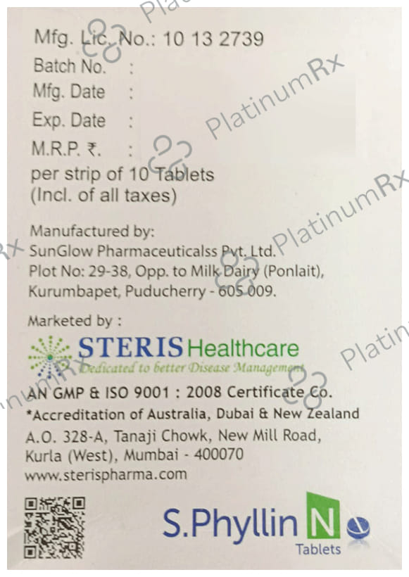 S Phyllin N 100mg/600mg Tablet
