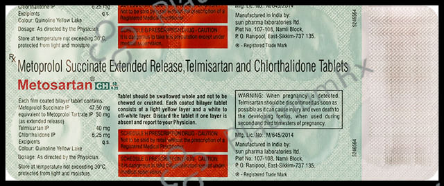 Metosartan CH 6.25/50/40mg Tablet ER 10s