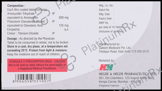 Hhamclav 500/125mg Tablet 10s
