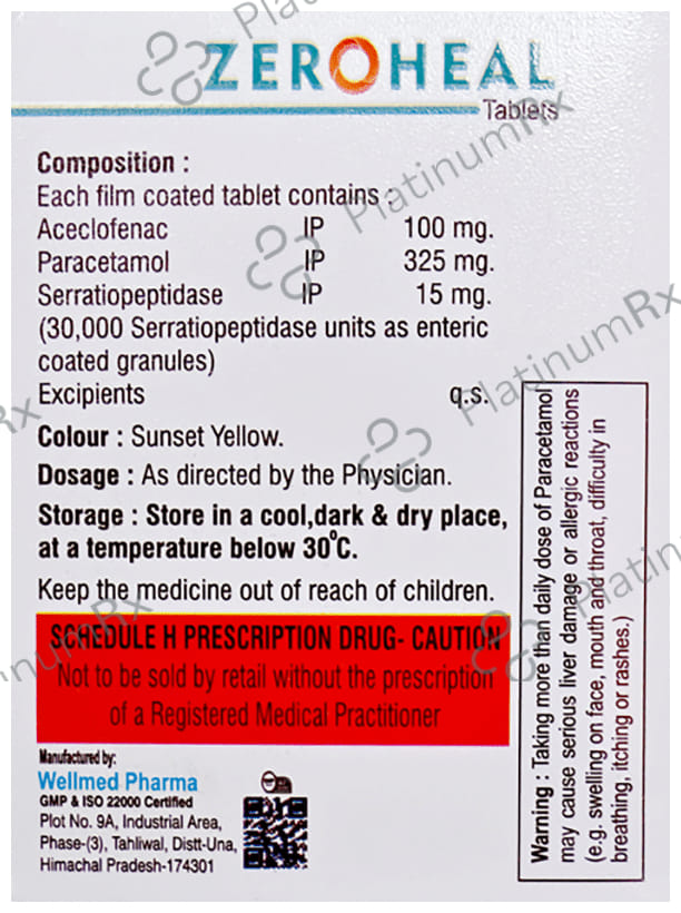 Zeroheal 100/325/15mg Tablet 10s