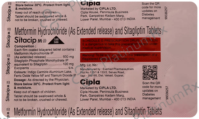 Sitacip M 100/500mg Tablet PR 10s