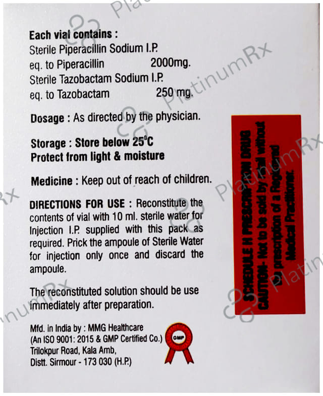 Pipratas 2.25 2000/250mg Injection 1s