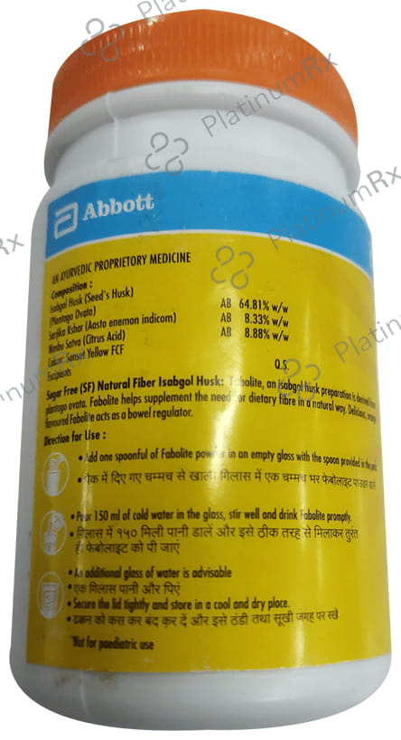 Fabolite Orange Flavour Sugar Free Powder 100gm