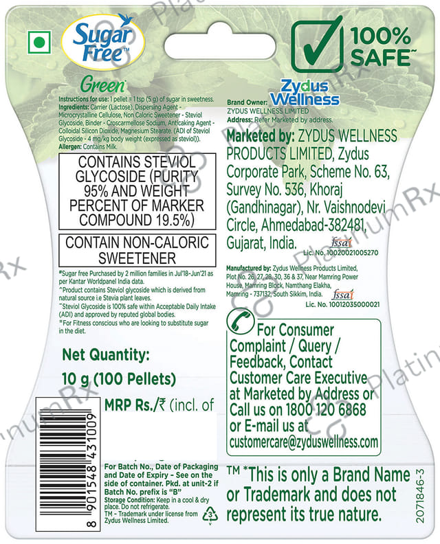 Sugar Free Green Stevia for Calorie Conscious - Pellets 100 pellets