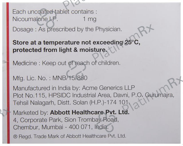 Acitrom 1mg Tablet 30s