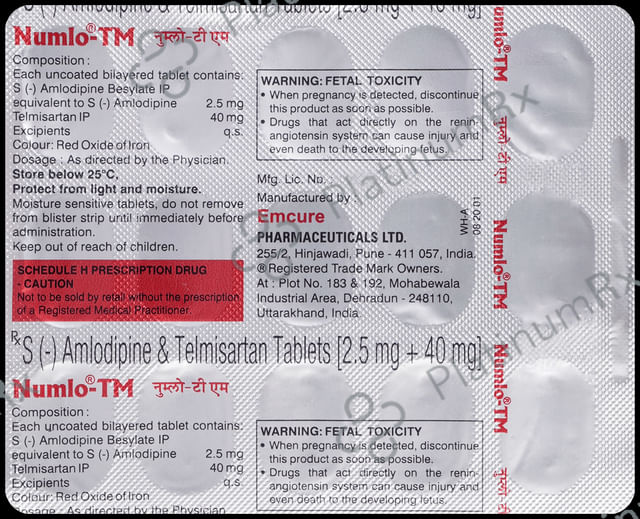 Numlo TM 2.5/40mg Tablet 15s