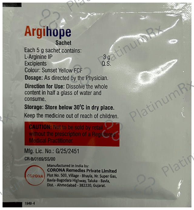 Argihope Granules Sugar Free Orange Lemon 5gm