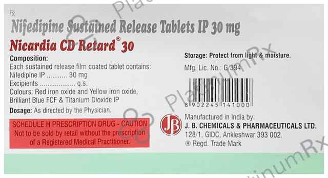 Nicardia CD Retard 30mg Tablet SR 15s