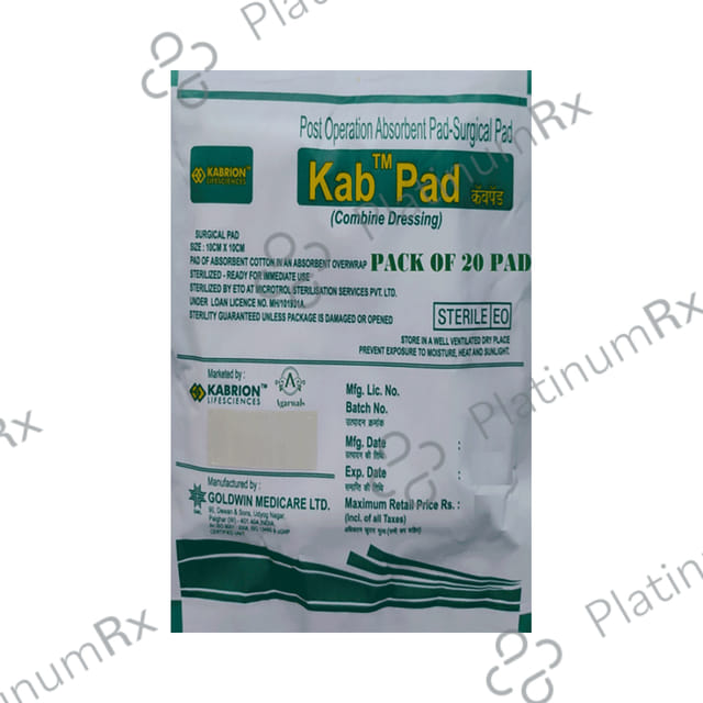 Agarwals Kabiron KAB PAD Sterile Combine Dressing Surgical Pad 10cm x 10cm 20 units