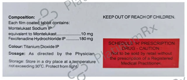 Montemac FX 180/10mg Tablet 10s