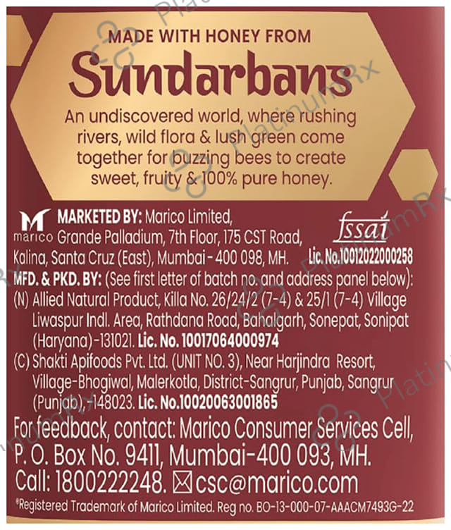 Saffola Honey Active Made with Sundarban Forest Honey No Sugar Adulteration 1kg