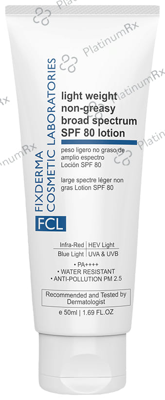 Fixderma FCL Light Weight Non Greasy Broad Spectrum SPF 80 Lotion