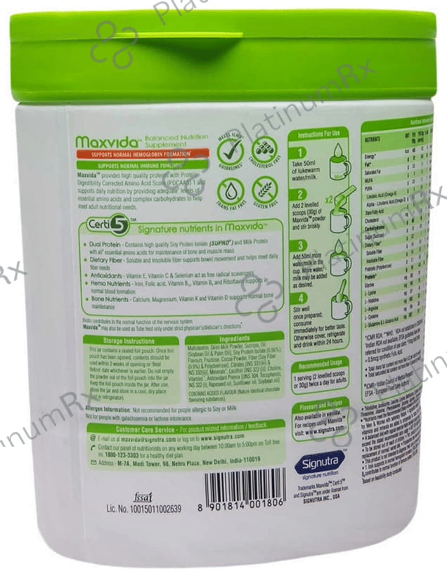 Maxvida Nutritional Supplement Flavour Chocolate Powder 200gm