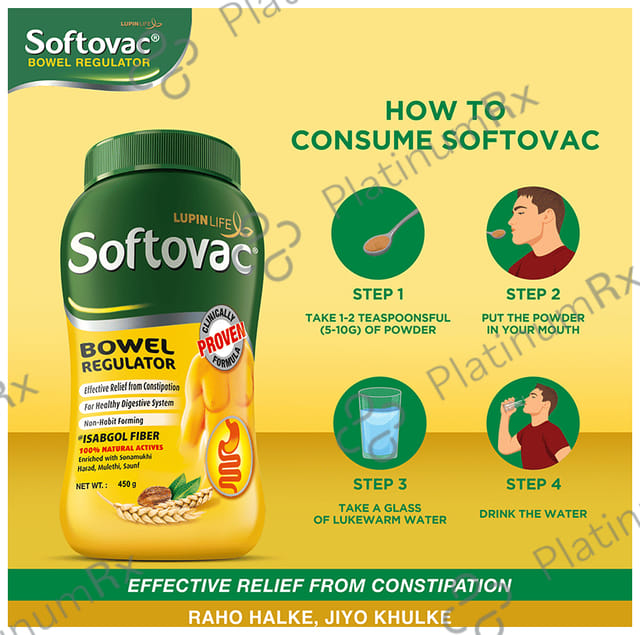 Softovac Bowel Regulator for Effective Relief from Constipation Powder 450gm