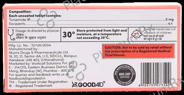 Aidsemide 5mg Tablet 10s