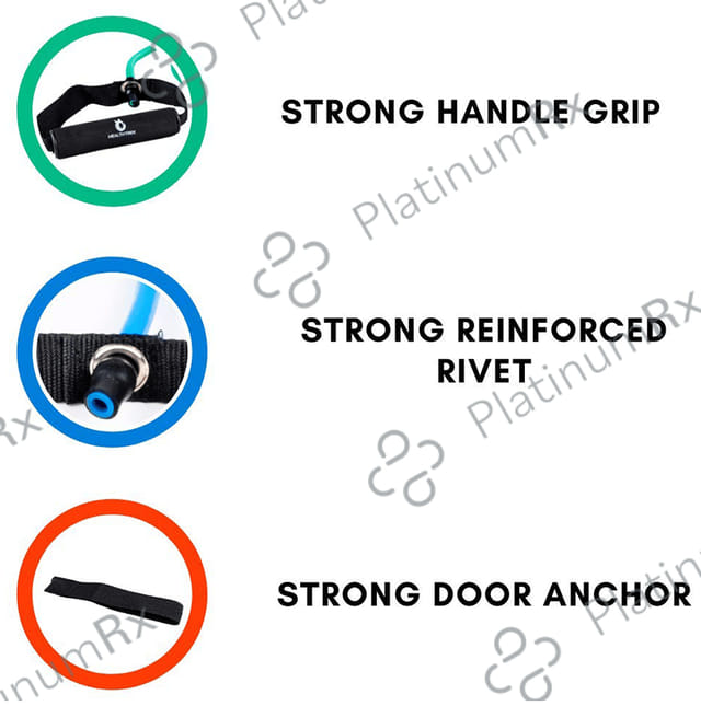 Healthtrek Resistance Tube with Foam Handles, Door Anchor, Ankle Straps, Bag & Exercise Guide (Set of 4)