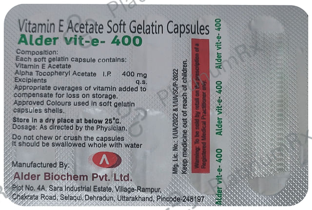 Alder Vit-e 400 Soft Gelatin Capsule