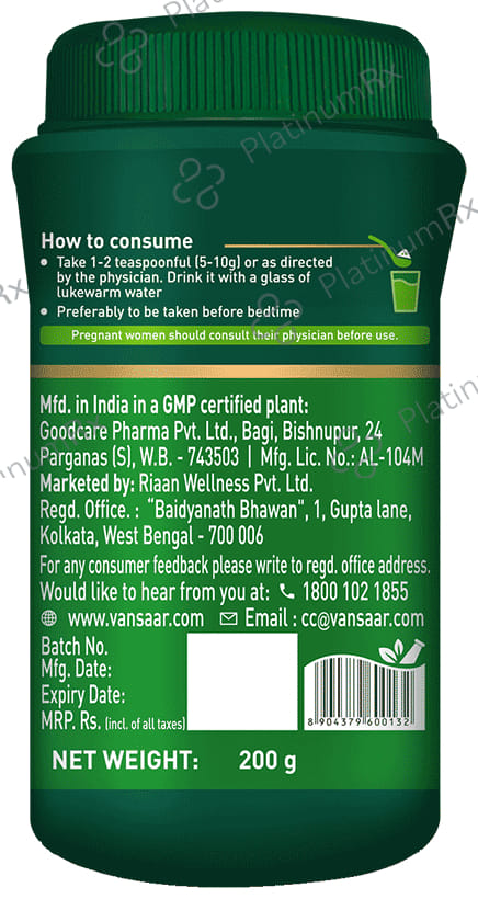 Vansaar 45+ Gut Relief - Stomach Cleanser for Constipation & Gas Powder Sugar Free 200 gm