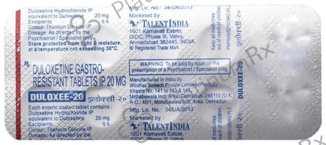Duloxee 20 Tablet