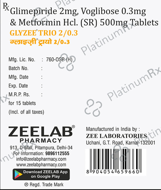 Glyzee Trio 2/0.3/500mg Tablet SR 15s