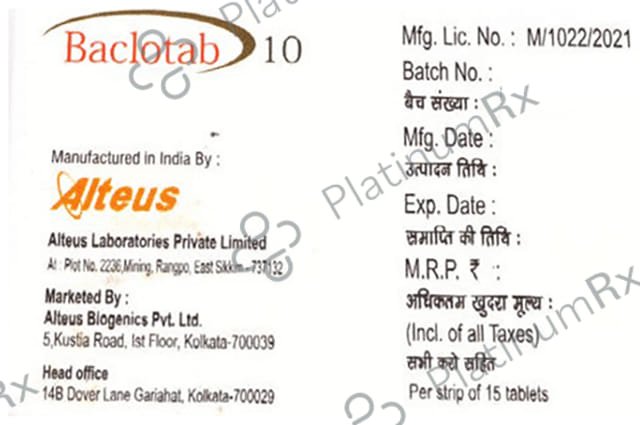 BacloTab 10mg Tablet 15s