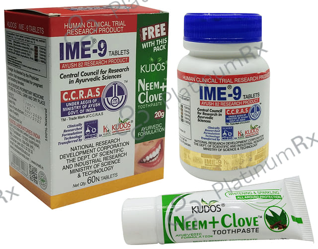 Kudos IME 9 Tablet with Neem+Clove Toothpaste 20gm Free