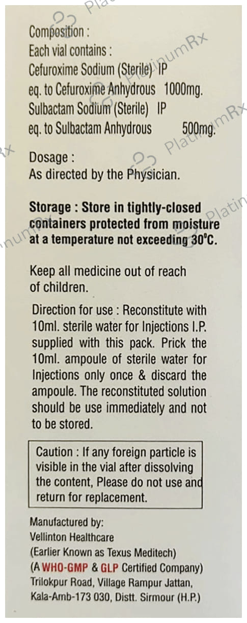 Bricef S 1000/500mg Injection 1s