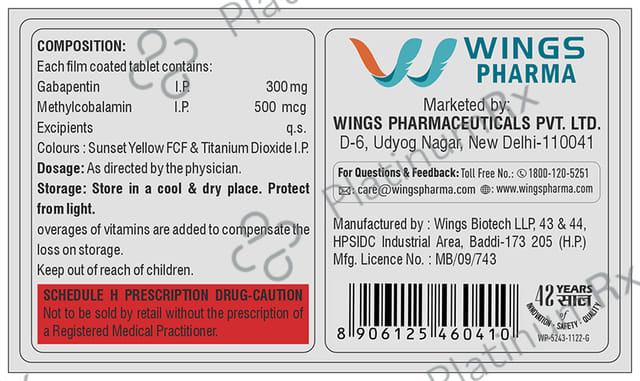 Gabatech 300mg/500mcg Tablet 10s