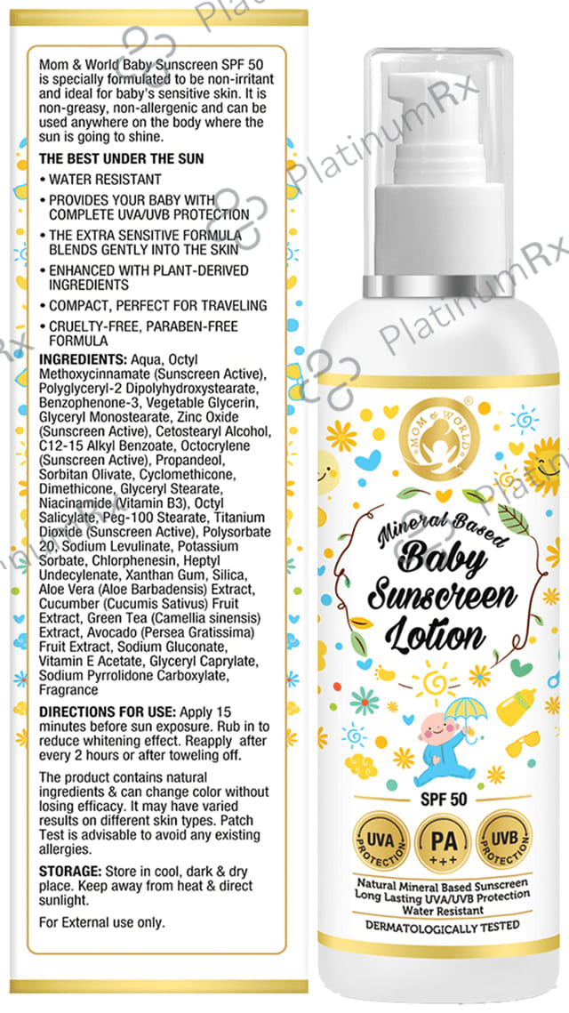 Mom & World Mineral Based Baby Sunscreen SPF 50 Lotion 120ml