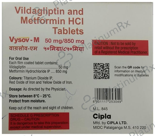 Vysov-M 850mg/50mg Tablet 15 Tablet