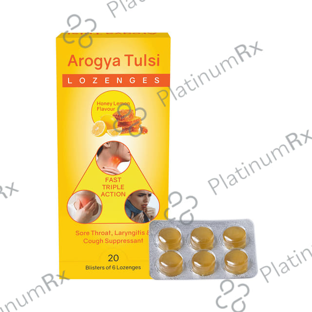 Arogya Tulsi Lozenges (6 Each) Honey Lemon 20 strips