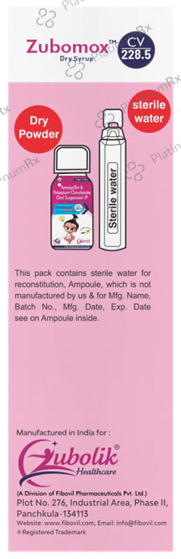 Zubomox CV 228.5mg Dry Syrup Vanilla Flavour 30ml