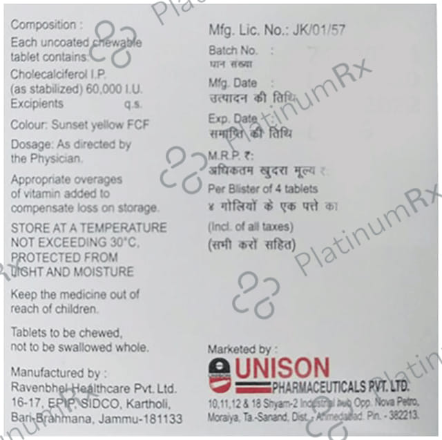 Caldison D3 60K Chewable Tablet 4s