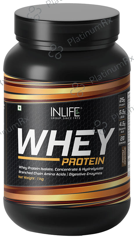 Inlife Whey Protein Powder - With Digestive Enzymes for Muscle Growth - Flavour Chocolate 1 kg