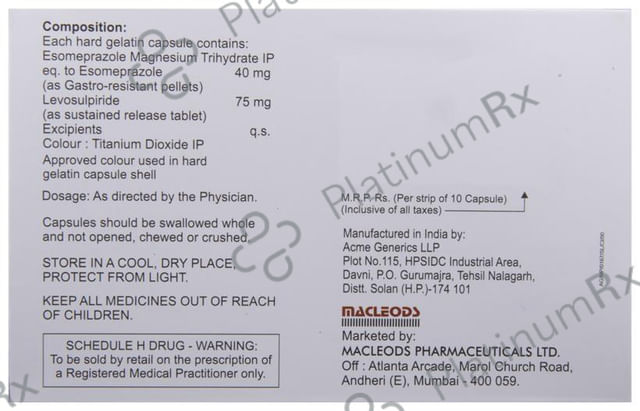 Esofine LS 75/40mg Capsule SR 10s