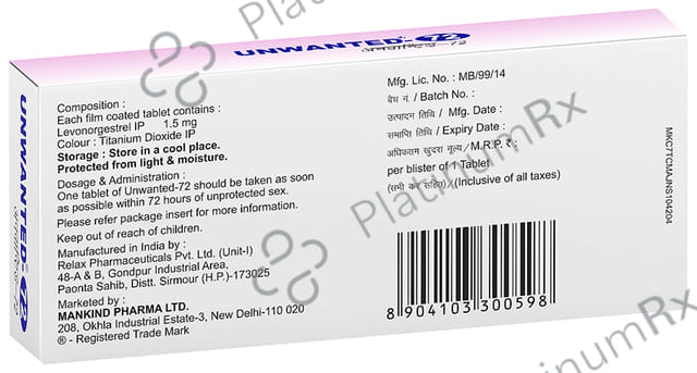 Unwanted 72 1.5mg Tablet 1s