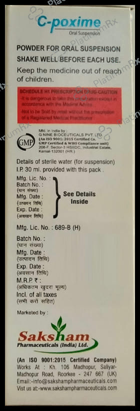 C Poxime 50mg Oral Suspension 30ml